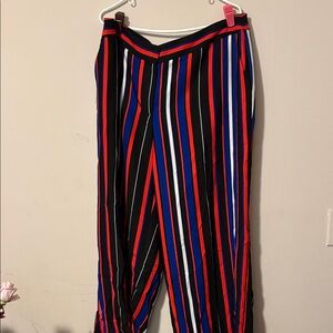 Vince Camuto Black and Red Striped Wide Leg Pants